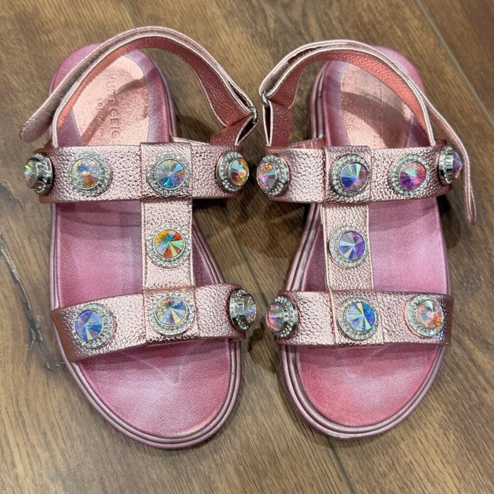 Kurt Geiger Mini Orson Pink Crystal Sandals Kids Size 4 - Picture 5 of 6